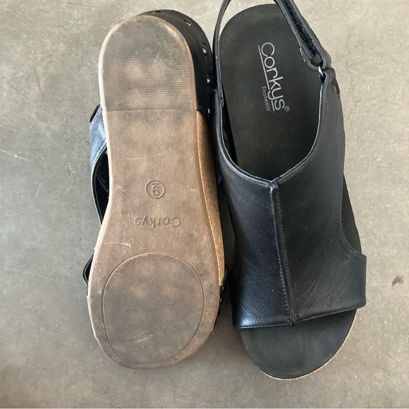 Corkys Boutique Womens Carley Karly Slingback Wedge Heel Sandals Black 9 - Picture 4 of 4